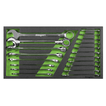 Tool Tray with Combination Spanner Set 19pc - Metric