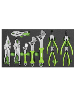 Tool Tray with Adjustable Wrench & Pliers Set 10pc