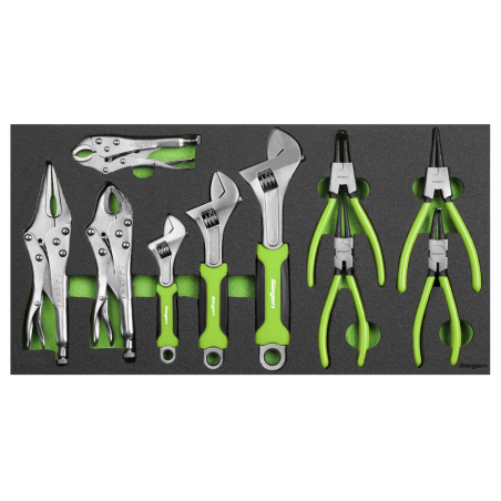 Tool Tray with Adjustable Wrench & Pliers Set 10pc