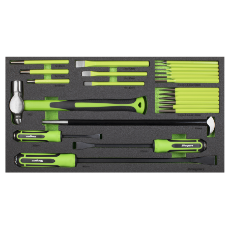 Tool Tray with Pry Bar, Hammer & Punch Set 23pc