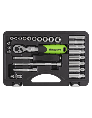 Socket Set Extendable Ratchet 1/4"Sq Drive 26pc