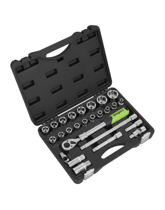 Socket Set Extendable Ratchet 1/2"Sq Drive 26pc