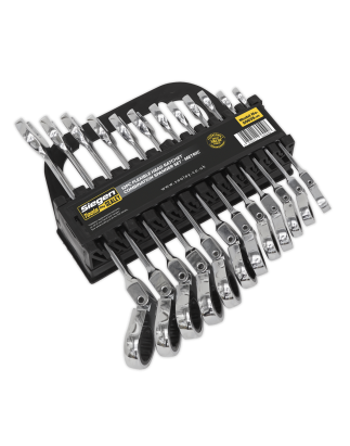 Flexible Head Ratchet Combination Spanner Set 12pc Metric