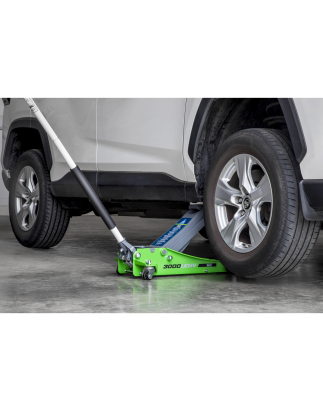 Low Profile Trolley Jack with Rocket Lift 3 Tonne - Green