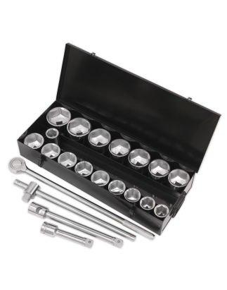 Socket Set 21pc 1"Sq Drive 6pt WallDrive® Metric