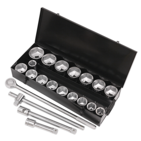 Socket Set 21pc 1"Sq Drive 6pt WallDrive® Metric