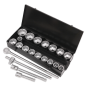 Socket Set 21pc 1"Sq Drive 6pt WallDrive® Metric