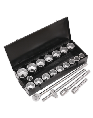 Socket Set 21pc 1"Sq Drive 6pt WallDrive® Metric