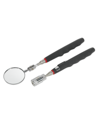 Telescopic Magnetic LED Pick-Up Tool & Inspection Mirror Set 2pc