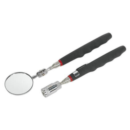 Telescopic Magnetic LED Pick-Up Tool & Inspection Mirror Set 2pc