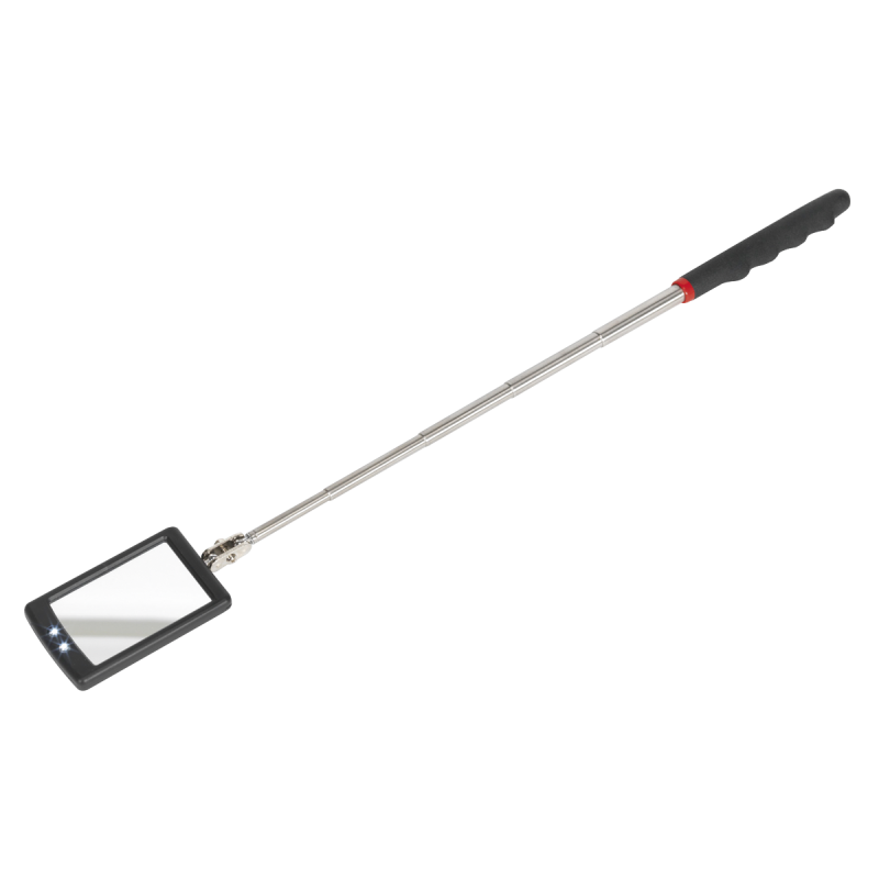 Miroir d'inspection télescopique 52 x 83 mm avec 2 LED