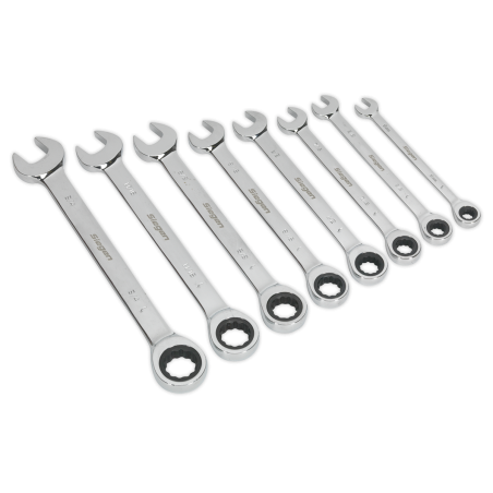 Combination Ratchet Spanner Set 8pc Imperial