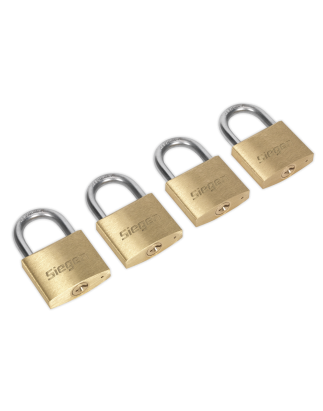 Brass Body Padlock with Brass Cylinder Keyed Alike - Pack of 4