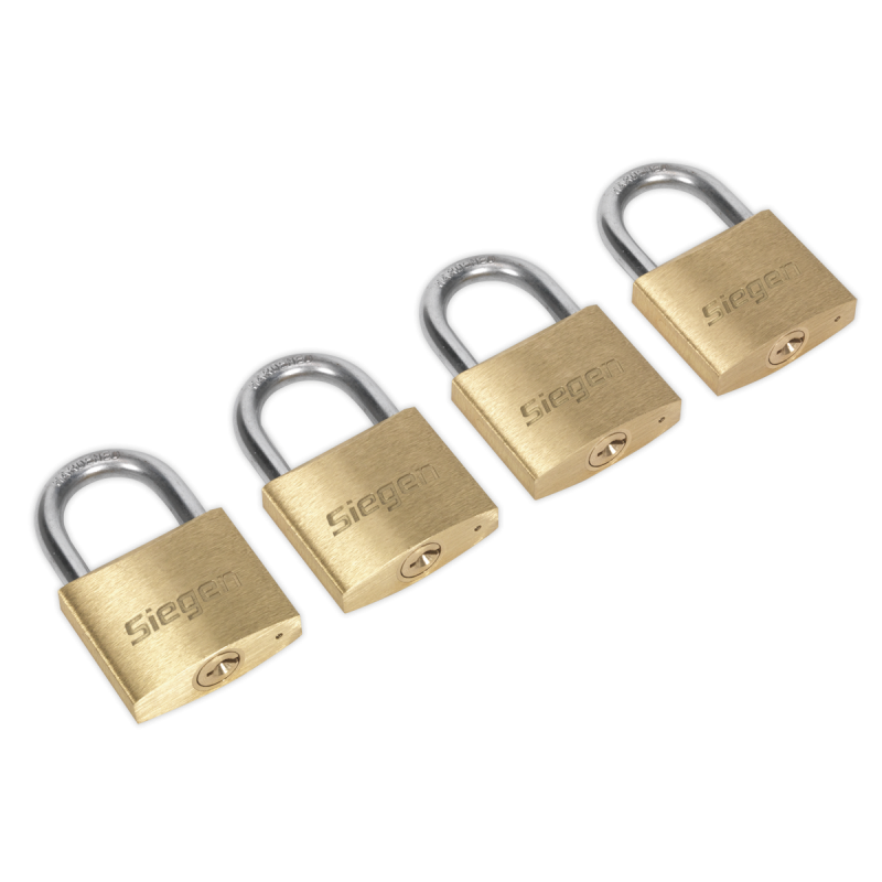 Brass Body Padlock with Brass Cylinder Keyed Alike - Pack of 4