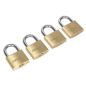 Brass Body Padlock with Brass Cylinder Keyed Alike - Pack of 4