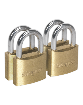 Brass Body Padlock with Brass Cylinder Keyed Alike - Pack of 4