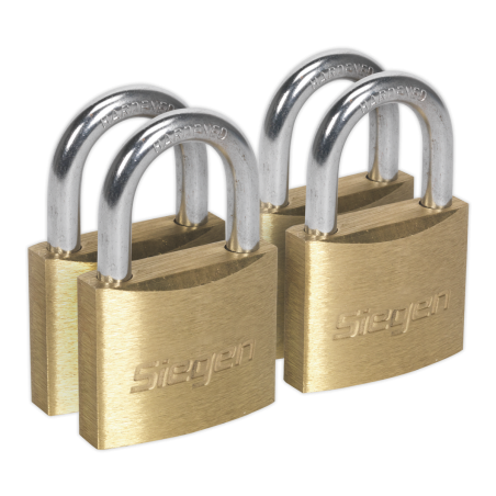 Brass Body Padlock with Brass Cylinder Keyed Alike - Pack of 4