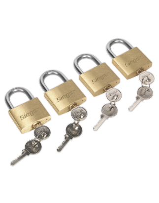 Brass Body Padlock with Brass Cylinder Keyed Alike - Pack of 4