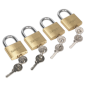 Brass Body Padlock with Brass Cylinder Keyed Alike - Pack of 4