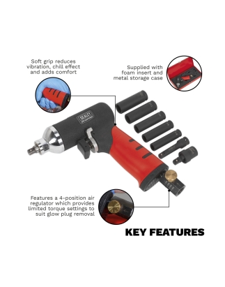 Premier Air Impact Wrench Diesel Glow Plug Kit 1/4"Sq Drive