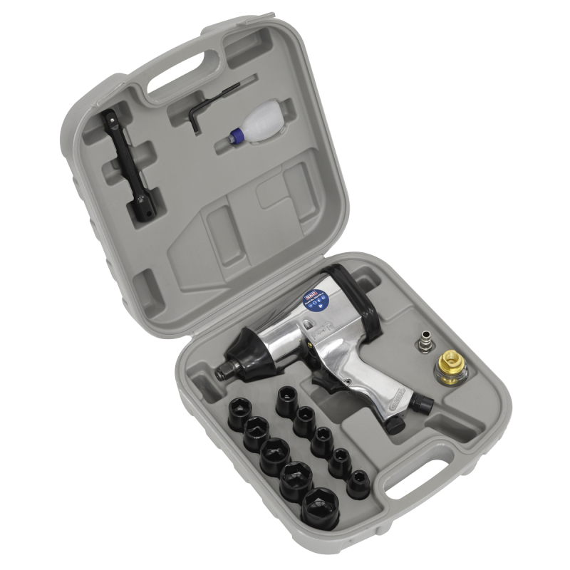 Air Impact Wrench Kit with Sockets 1/2"Sq Drive