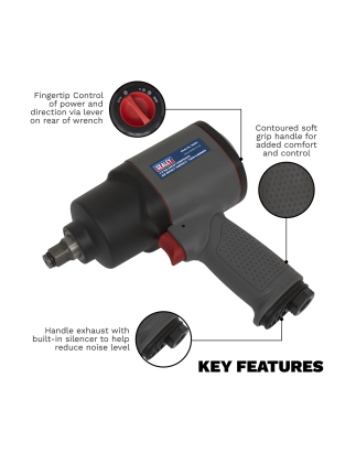 Composite Twin Hammer Air Impact Wrench 1/2"Sq Drive