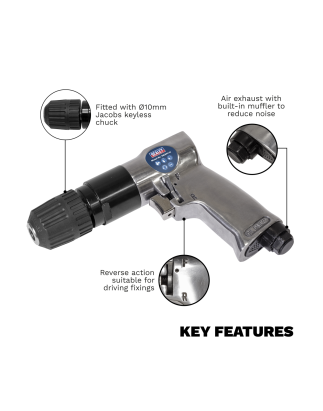 Reversible Air Drill 10mm with Keyless Chuck