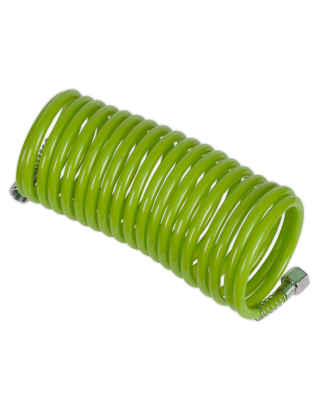 PE Coiled Air Hose with 1/4"BSP Unions 5m x 5mm - Green