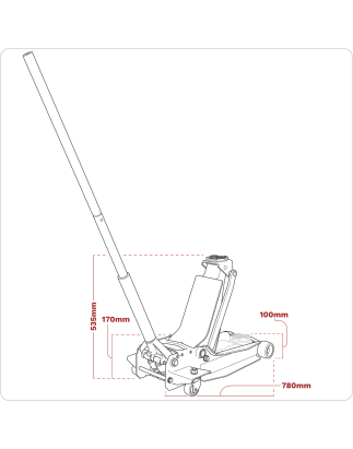 Low Profile Long Reach Trolley Jack with Rocket Lift 3 Tonne