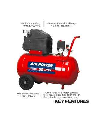 50L Direct Drive Air Compressor 2hp