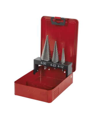 HSS M2 Step Drill Bit Set 3pc Double Flute