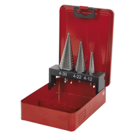 HSS M2 Step Drill Bit Set 3pc Double Flute