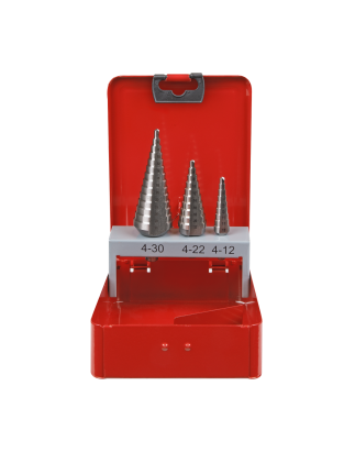 HSS M2 Step Drill Bit Set 3pc Double Flute