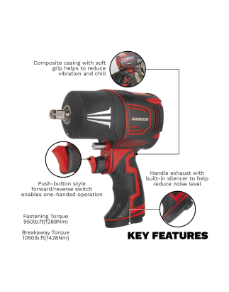 Premier Twin Hammer Composite Air Impact Wrench 1/2"Sq Drive