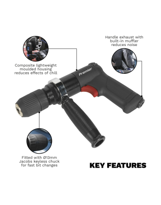 Premier Composite Reversible Air Drill 13mm with Keyless Chuck