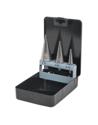 HSS 4341 Step Drill Bit Set 3pc Double Flute