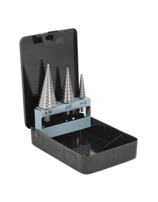 HSS 4341 Step Drill Bit Set 3pc Double Flute