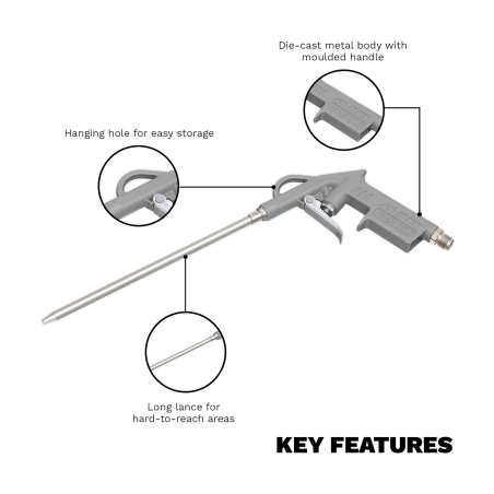 Pistolet à air comprimé 200 mm avec entrée d'air 1/4" BSP