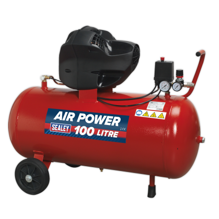 Compresseur d'air à entraînement direct V-Twin sans huile 100 L 3 CV