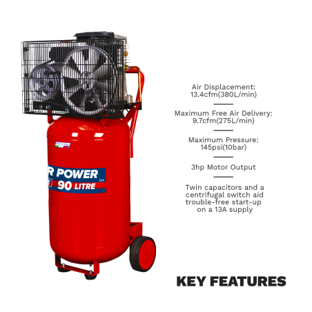 90L Belt Drive Vertical Compressor 3hp