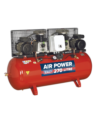 270L Belt Drive Air Compressor with Cast Cylinders 2 x 3hp