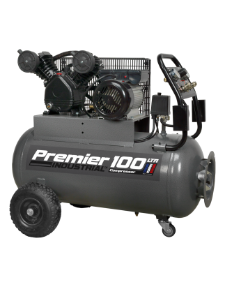 Premier 100L Belt Drive Air Compressor with Front Control Panel 3hp