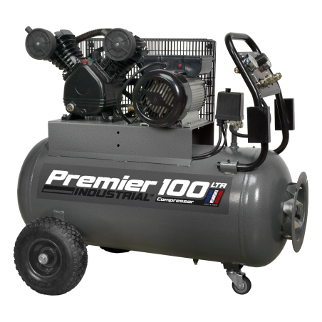 Premier 100L Belt Drive Air Compressor with Front Control Panel 3hp