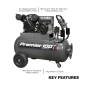 Premier 100L Belt Drive Air Compressor with Front Control Panel 3hp