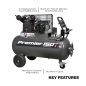 Premier 150L Belt Drive Air Compressor with Front Control Panel 3hp