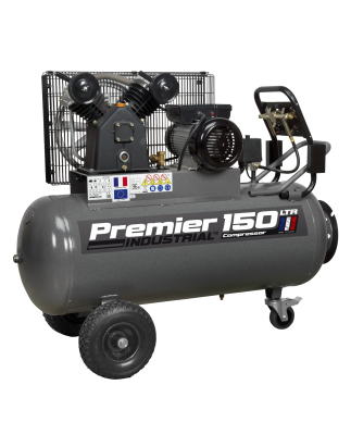 Premier 150L Belt Drive Air Compressor with Front Control Panel 3hp