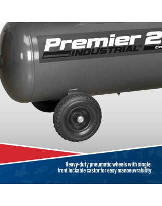 Premier 200L Belt Drive Air Compressor with Front Control Panel 3hp 415V 3ph