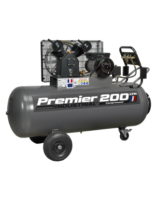 Premier 200L Belt Drive Air Compressor with Front Control Panel 3hp 415V 3ph