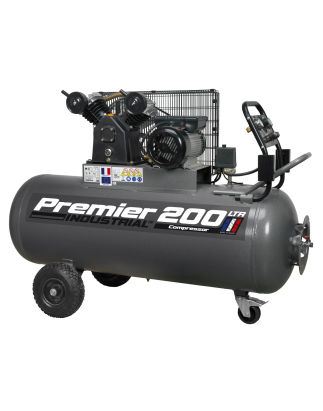 Premier 200L Belt Drive Air Compressor with Front Control Panel 3hp 415V 3ph