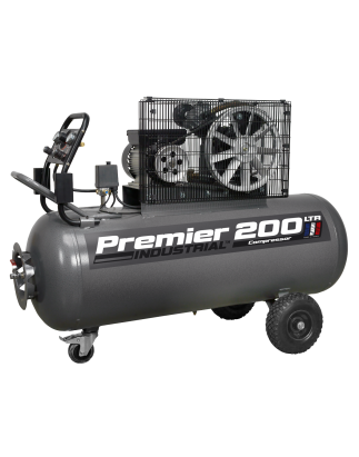 Premier 200L Belt Drive Air Compressor with Front Control Panel 3hp 415V 3ph